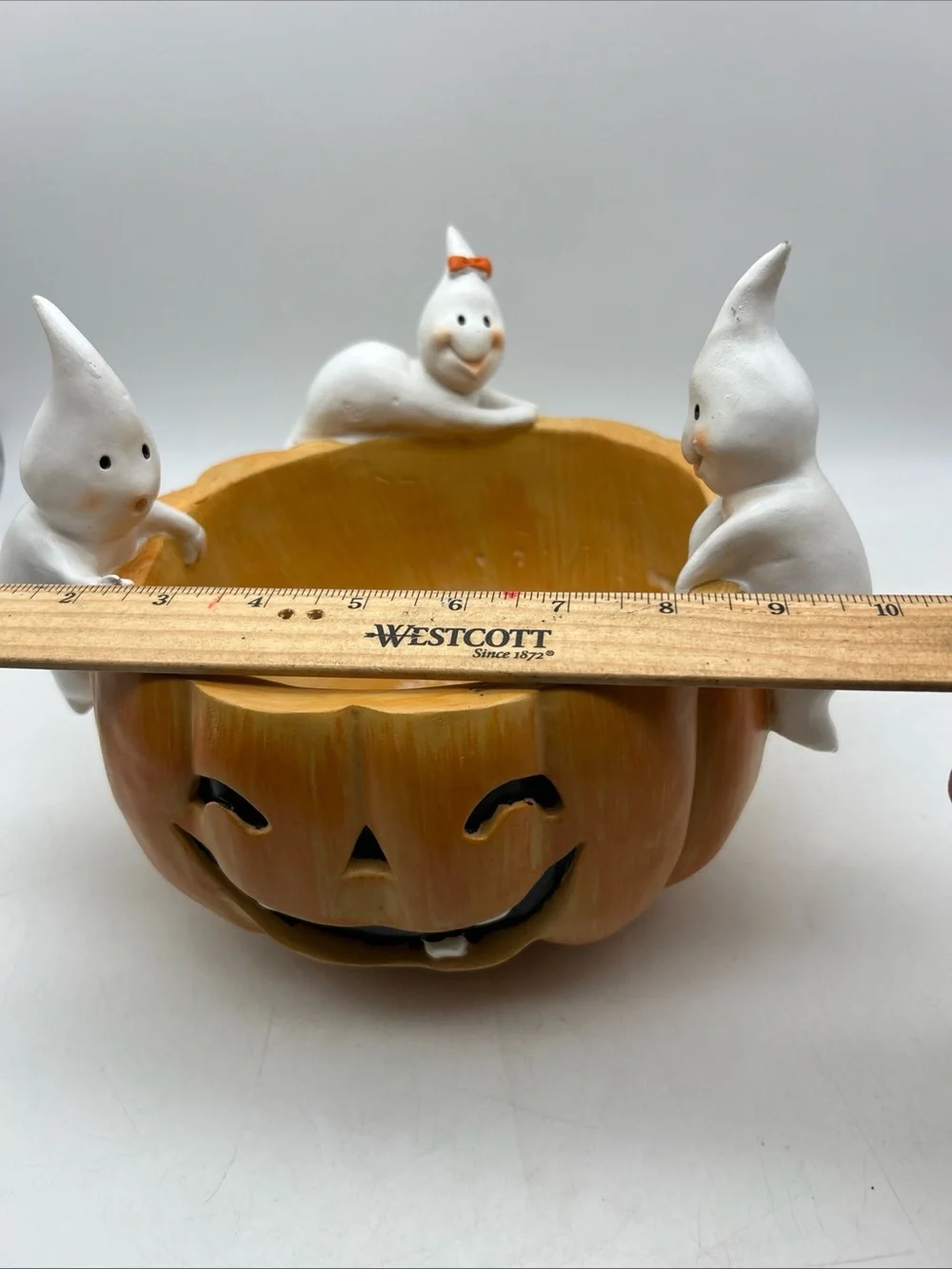Toil and Trouble Halloween Jack O Lantern Pumpkin Candy Bowl Ghost Trio 8”x10” - Picture 3 of 13